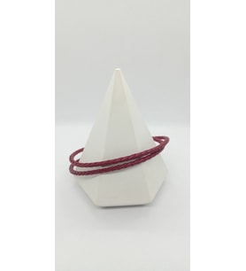 Kırmızı Renk Deri Örgülü Bileklik (40 cm)
