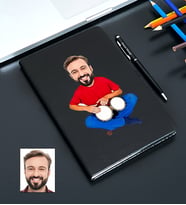Kişiye Özel Darbuka Tasarımlı Karikatürlü Siyah Defter Kalem Seti 108