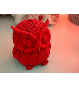 3D Baskı Hareketli Baykuş Figürü - Eklemli Flexi Oyuncak - Kırmızı