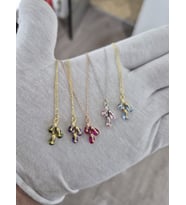 925 Ayar Papatya Silver Salkım Damla Doğum Taşlı Kolye.rose.gold.rodaj