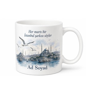 İstanbul Martı Sesleri Baskılı Kupa Bardak Nostaljik Hediye