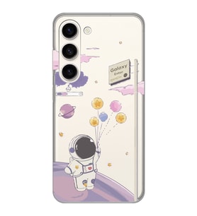 Samsung Galaxy S23 Uyumlu Astronot Tasarımlı Şeffaf Telefon Kılıfı