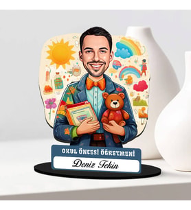 En Başarılı Erkek Okul Öncesi Öğretmenine Hediye Karikatürlü Biblo