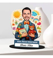 En Başarılı Erkek Okul Öncesi Öğretmenine Hediye Karikatürlü Biblo