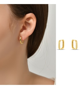 DKMN Gümüş Kalın Kare Biçimli Küpe Kadın Gümüş Küpe (Gold)