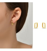DKMN Gümüş Kalın Kare Biçimli Küpe Kadın Gümüş Küpe (Gold)