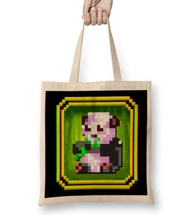 Cute 8 Bit Panda Awesome Animal 8Bit Panda Bear Bez Çanta Uzun Saplı