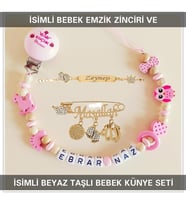 Sahi Aksesuar İsimli Bebek Emzik Zinciri ve İsimli Bebek Künye Seti BEZYI658