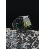 925 Ayar Gümüş Erkek Yüzüğü Peridot Taşlı 901479