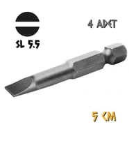 Kupa Tyson Vidalama Ucu Bits Uç - SL5.5 Düz - 5 cm. - 4 Adet (Gri)