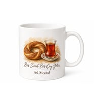Sokak Simidi ve Çay İnce Belli Bardak İkilisi Geleneksel Kupa Hediye Bardak