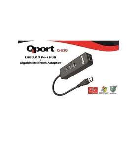 QPORT Q-U3G Gigabit USB 3.0 Ethernet Çoklayıcı Hub