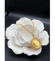 22 ayar altın kaplama kadın gold zirkon taşlı halat zincirli çeyrekli kolye modeli