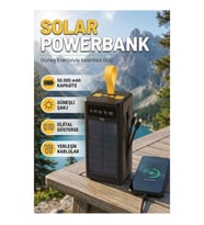 Güneş Panelli Dijital Göstergeli Taşınabilir Powerbank LED Aydınlatmalı