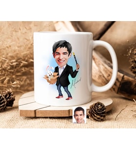 Bk Gift Kişiye Özel Sihirbaz Karikatürlü Beyaz Kupa Bardak-1, Sevgiliye Hediye, Arkadaşa Hediye