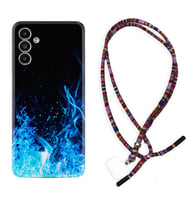 Samsung A23 A31 A32 A50 A51 A52 A53 A70 Kılıf Boyun Asklı Rasta Silikon Blue Fire 1678