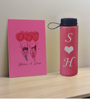 BK Gift Sevgiliye Özel İsimli Pembe Defter ve Fuşya Cam Matara Hediye Seti-2, Sevgiliye Hediye, Sevgililer Günü, Yeni İş Hediyesi