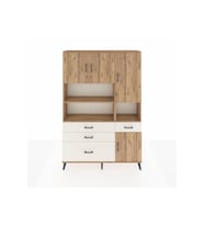 Arges Dolap 9 Raflı 4 Çekmeceli 4 Kapaklı 132x30x195 Çam-Çam/Aytaşı