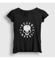 Presmono Kadın Siyah Skull Death Metal T-Shirt 316102tt