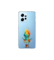 Redmi Note 12 4G ile uyumlu Splash ahtapot tasarımlı şeffaf silikon kılıf