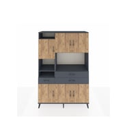 Hyperion Dolap 9 Raflı 3 Çekmeceli 6 Kapaklı 132x44x195 Antrasit-Çam/Antrasit