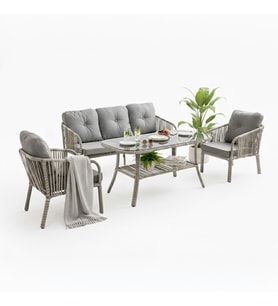 Capri Swing Artemis Üçlü Rattan Balkon Bahçe Takımı  Beyaz 