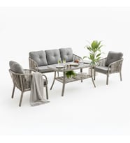 Capri Swing Artemis Üçlü Rattan Balkon Bahçe Takımı  Beyaz 