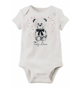 Unisex Bebek Beyaz Organik Baskılı Pamuklu Body