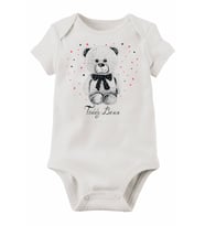 Unisex Bebek Beyaz Organik Baskılı Pamuklu Body