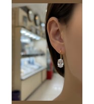 Gümüş oval 12x8 mm 4,5 carat sallantılı altın kaplama tektaş küpe (Sarı)