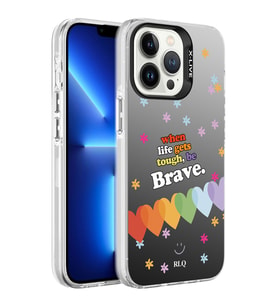 Apple iPhone 13 Pro Max Kılıf Desenli Zore Silver Sert Kılıf Kalp