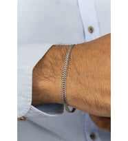 Zırh Motif Gümüş Erkek Bileklik