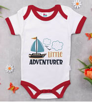 BK Kids Little Adventurer Tasarımlı Kırmızı Bebek Body Zıbın-1