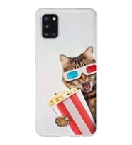 PrintiFy Samsung Galaxy A31 ile Uyumlu 1mm Slim Fit Kedi 1 050b Baskılı Şeffaf  Kılıf