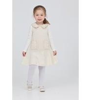 Kız Çocuk Şanel Kumaş Cepli  2'li Elbise (Elbise+Bady Bluz)12175 EFTELYA (Beyaz)