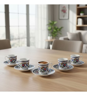GÜRAL PORSELEN Gözde Double 6 Kişilik Kahve Fincan Takımı 60932