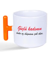 Güçlü Kadının Dostu Az, Düşmanı Çok Olur Baskılı Kadınlar Günü Turuncu Kulplu T Kupa