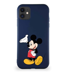 Apple iPhone 11 Soft Premier Kapak Mickey Mouse-C Tasarımlı Silikon Kılıf - Lacivert (Şeffaf)