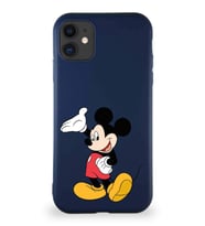 Apple iPhone 11 Soft Premier Kapak Mickey Mouse-C Tasarımlı Silikon Kılıf - Lacivert (Şeffaf)