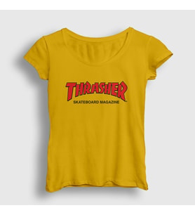 Presmono Kadın Sarı Logo V3 Thrasher T-Shirt 278712tt (Sarı)
