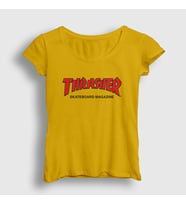 Presmono Kadın Sarı Logo V3 Thrasher T-Shirt 278712tt (Sarı)