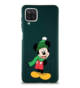 Samsung Galaxy A12 Soft Premier Kapak Mickey Mouse-G Tasarımlı Silikon Kılıf - Yeşil (Şeffaf)