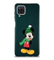 Samsung Galaxy A12 Soft Premier Kapak Mickey Mouse-G Tasarımlı Silikon Kılıf - Yeşil (Şeffaf)