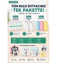 13’lü Mini Yazıcı Termal Rulo Seti Çocuk Kamera Baskı Kağıdı 5 Yapışkanlı 5 Düz Beyaz 3 Renkli