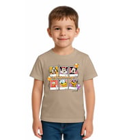 Unisex Disney Baskılı Çocuk Tişört pamuklu penye kumaş (Taş)