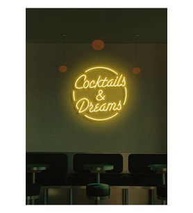 Coctails & Dreams Yazılı Neon Tabela