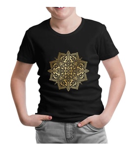 Golden Mandala  Siyah Çocuk Tshirt