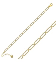 Gümüş Gold Oval Taşlı Bayan Bileklik
