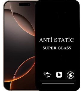 Apple Uyumlu   iPhone 16 Pro Max Anti Statik Ekran Koruyucu Toz Tutmayan Kırılmaz Cam