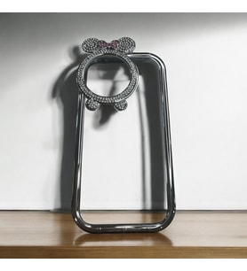 IPHONE 15 Pro Max gümüş  renk Mickey Mouse miki lüx taşlı silikon telefon kılıfı